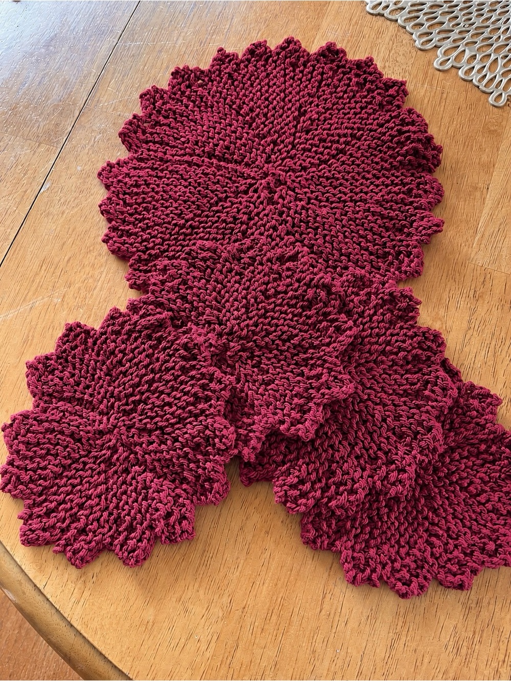 Handmade Burgundy Crochet Coaster Set Matching Hot Pad Cotton Cottagecore Décor